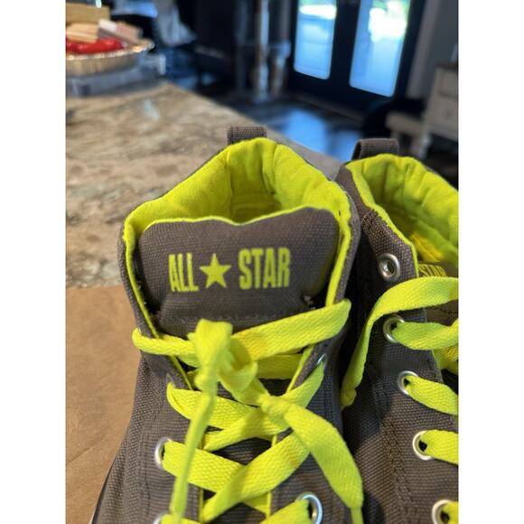 Mens‎ Converse All Stars sz 7 grey neon green 3/4 Top  Chucks sneakers skater - Picture 12 of 13